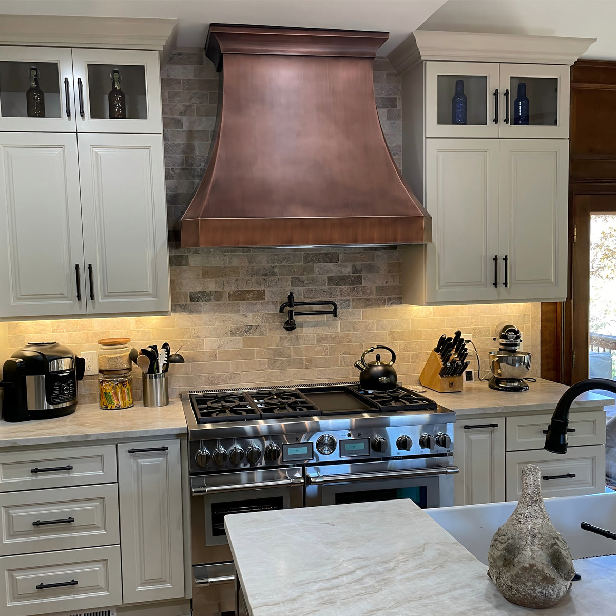 Fobest Custom Copper Vent Hood with Smooth Antique Finish FCP-144