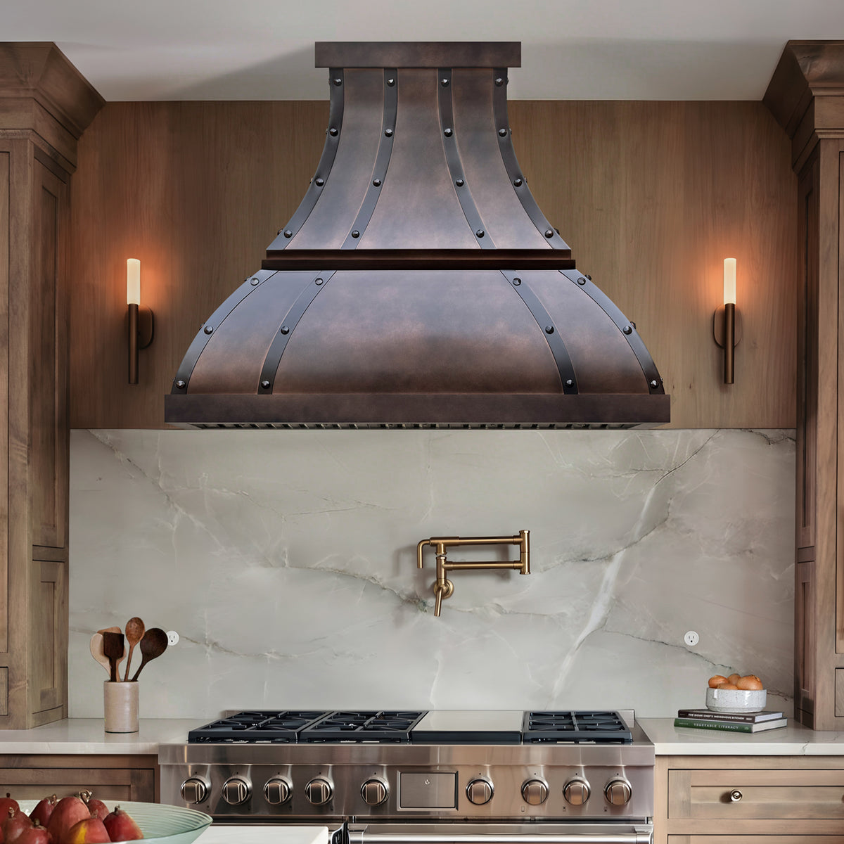 Fobest Custom Dark Copper Bell Range Hood for Modern Rustic Kitchens FCP-340
