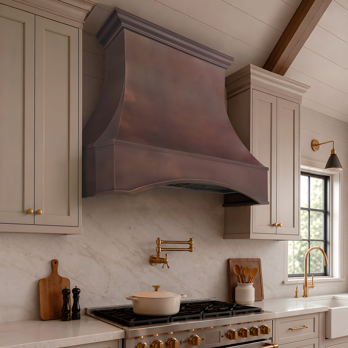 Fobest Custom Fire Copper Range Hood with Arched Design FCP-379