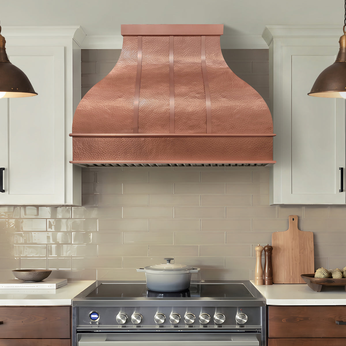 Fobest Custom Hammered Copper Range Hood in Bell Shape FCP-383