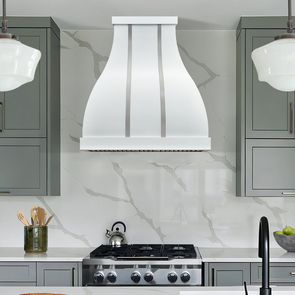 Fobest Custom Matte White Bell-Shaped Range Hood FSS-582