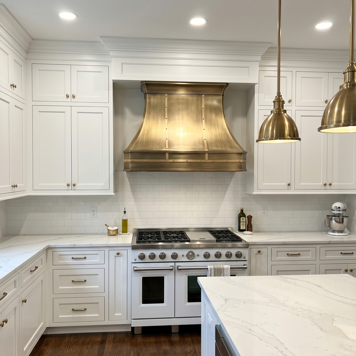 Fobest Custom Modern Aged Brass Curved Range Hood FSS-595