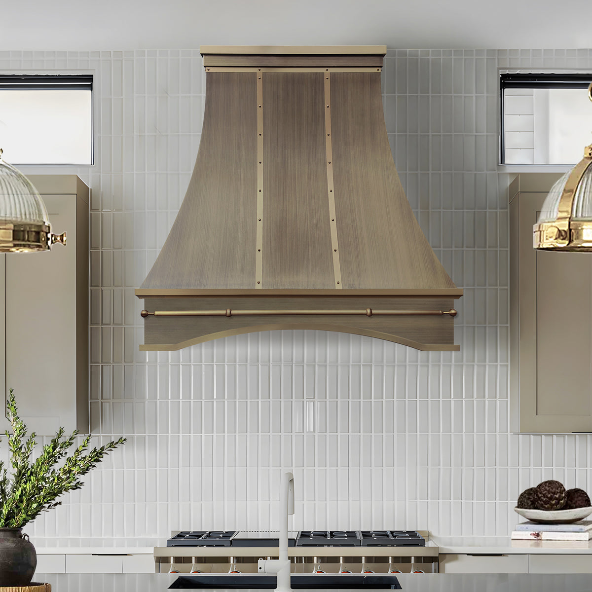 Fobest Custom Modern Brass Range Hood with Arched Finish FSS-635