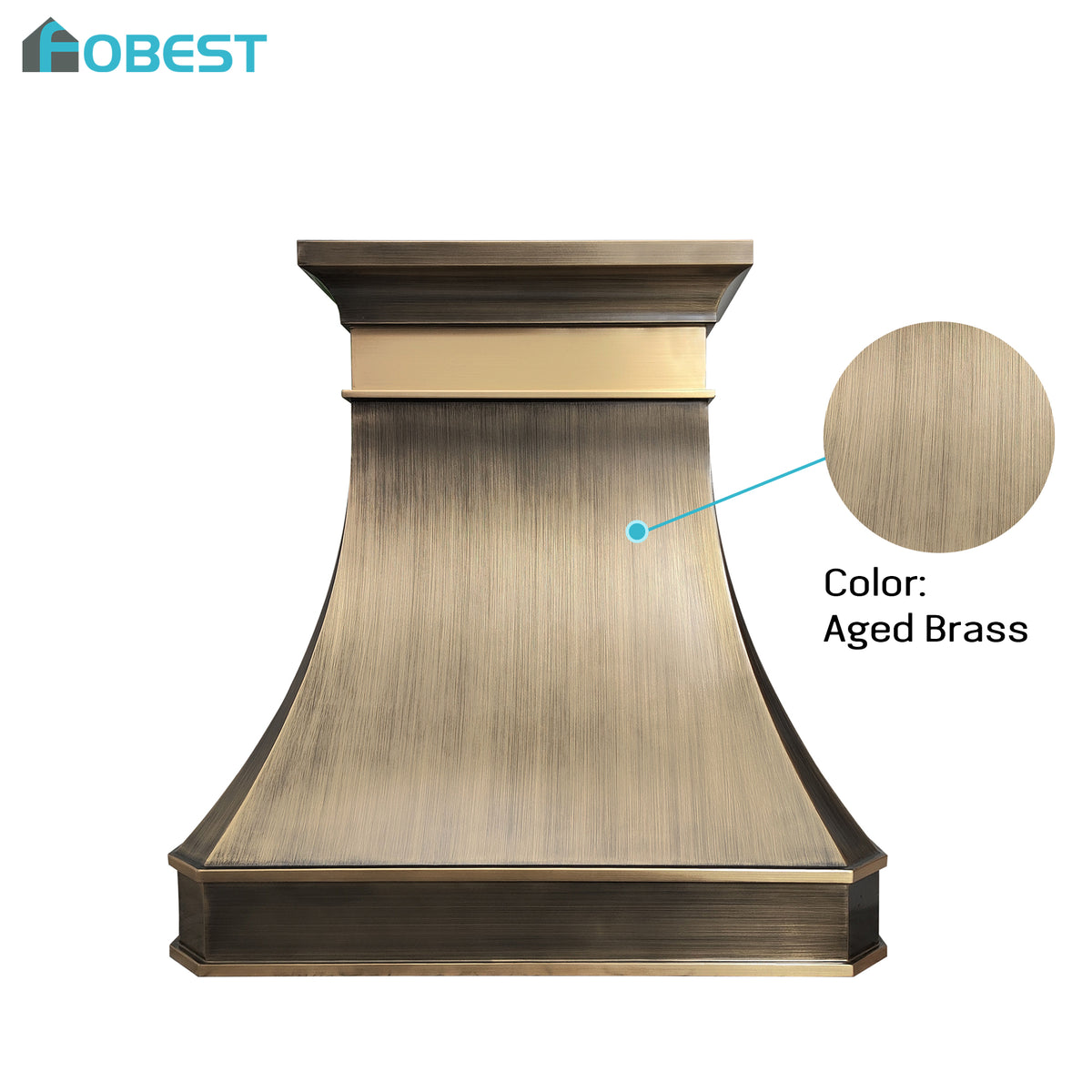Fobest Custom Modern Brass Range Hood with Retro Royal Accents FSS-616
