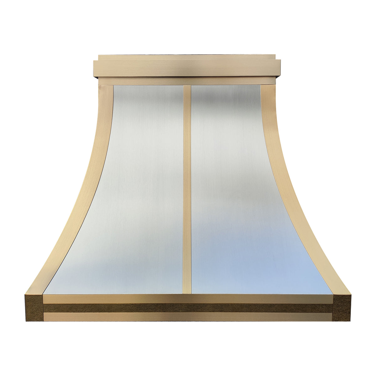 Fobest Custom Modern Range Hood in Curved Design with Layered Brass Straps FSS-625