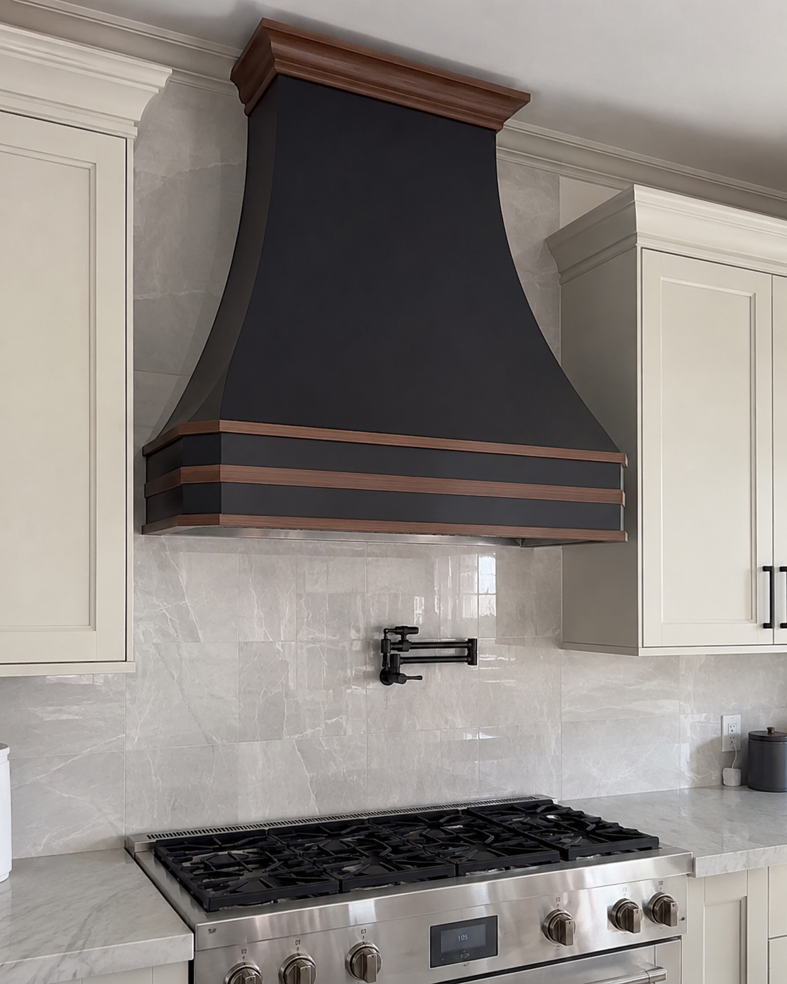 Fobest Custom Oil Rubbed Bronze Range Hood with Antique Copper Straps FCP-374