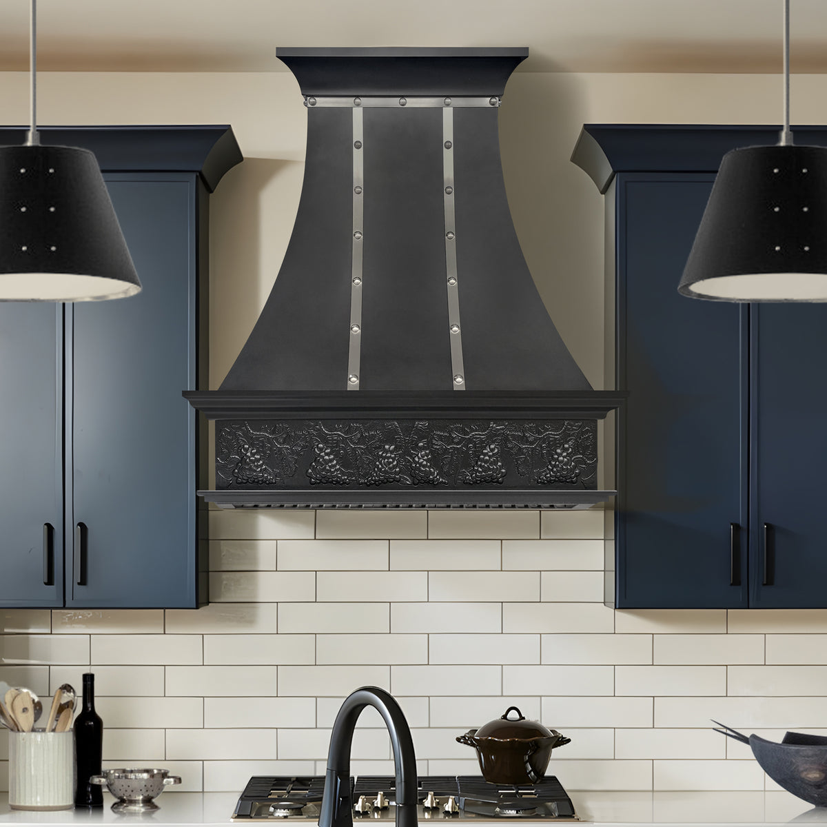 Fobest Custom Oil Rubbed Bronze Range Hood with Hand-Carved Apron Design FCP-366