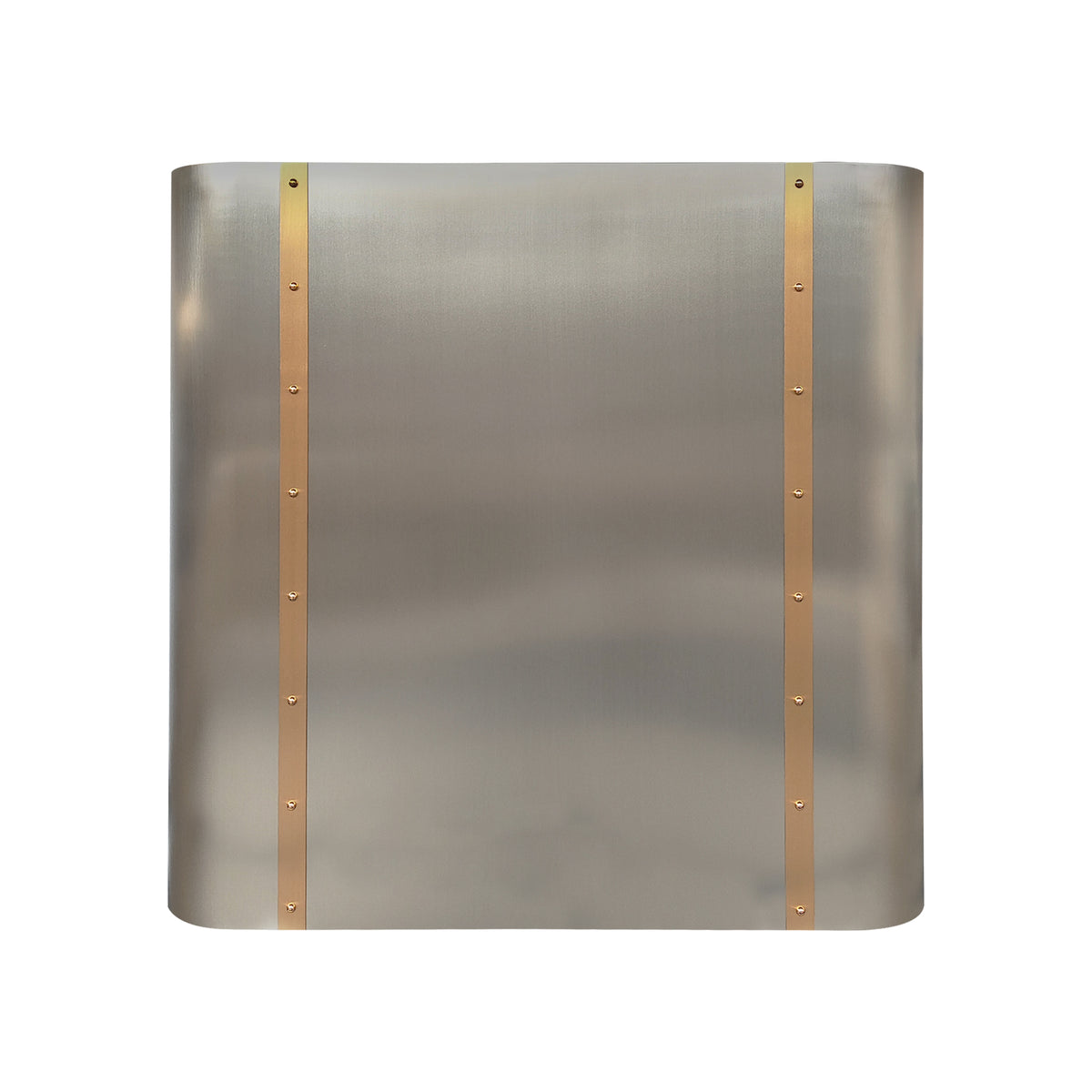 Fobest Custom Soft-Curved Stainless Steel Range Hood with Brushed Brass Details FSS-661