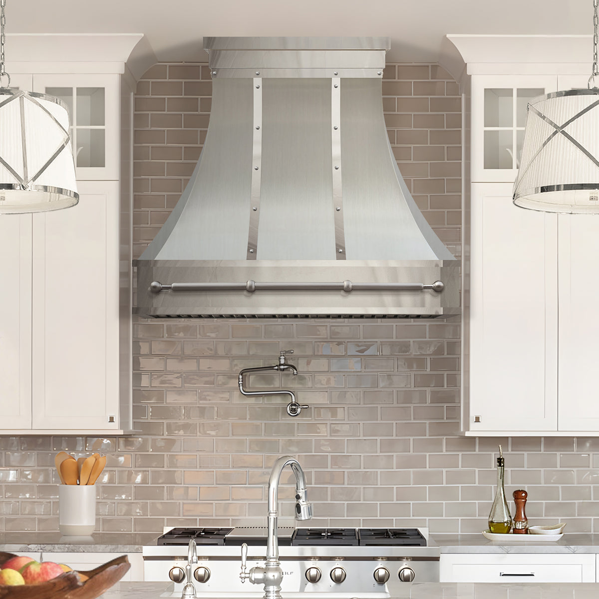 Fobest Custom Stainless Steel Kitchen Range Hoods with Mirror Highlights FSS-537