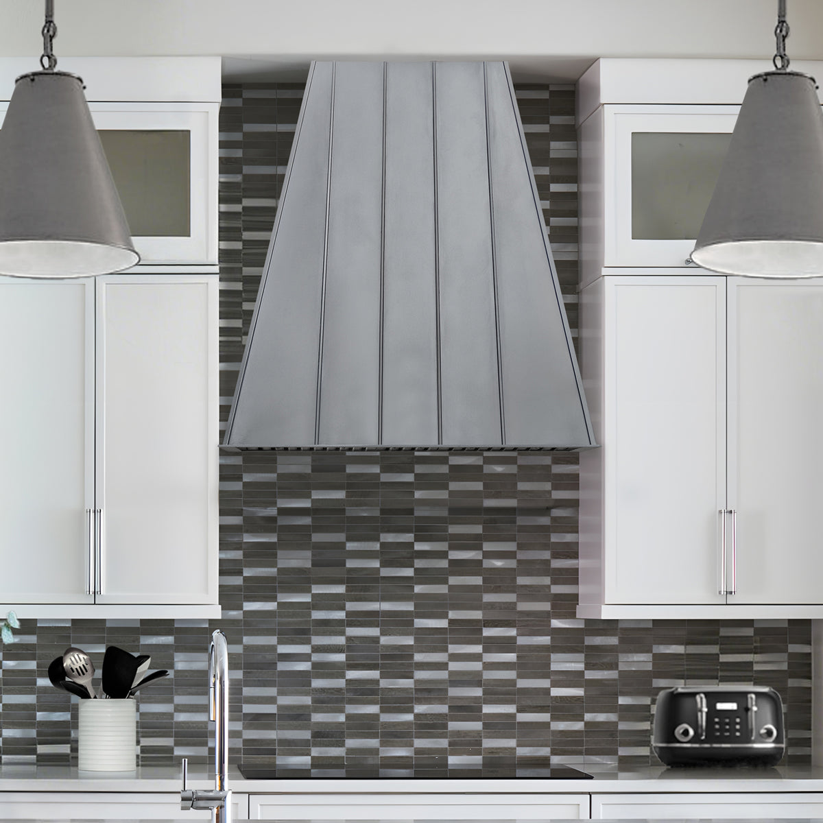 Fobest Custom Tapered Zinc Range Hood with Geometric Design FSS-618