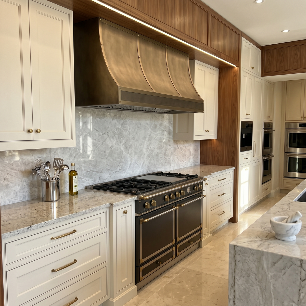 Fobest Custom Vent Hood Sloped Design Brass Finish FSS-356