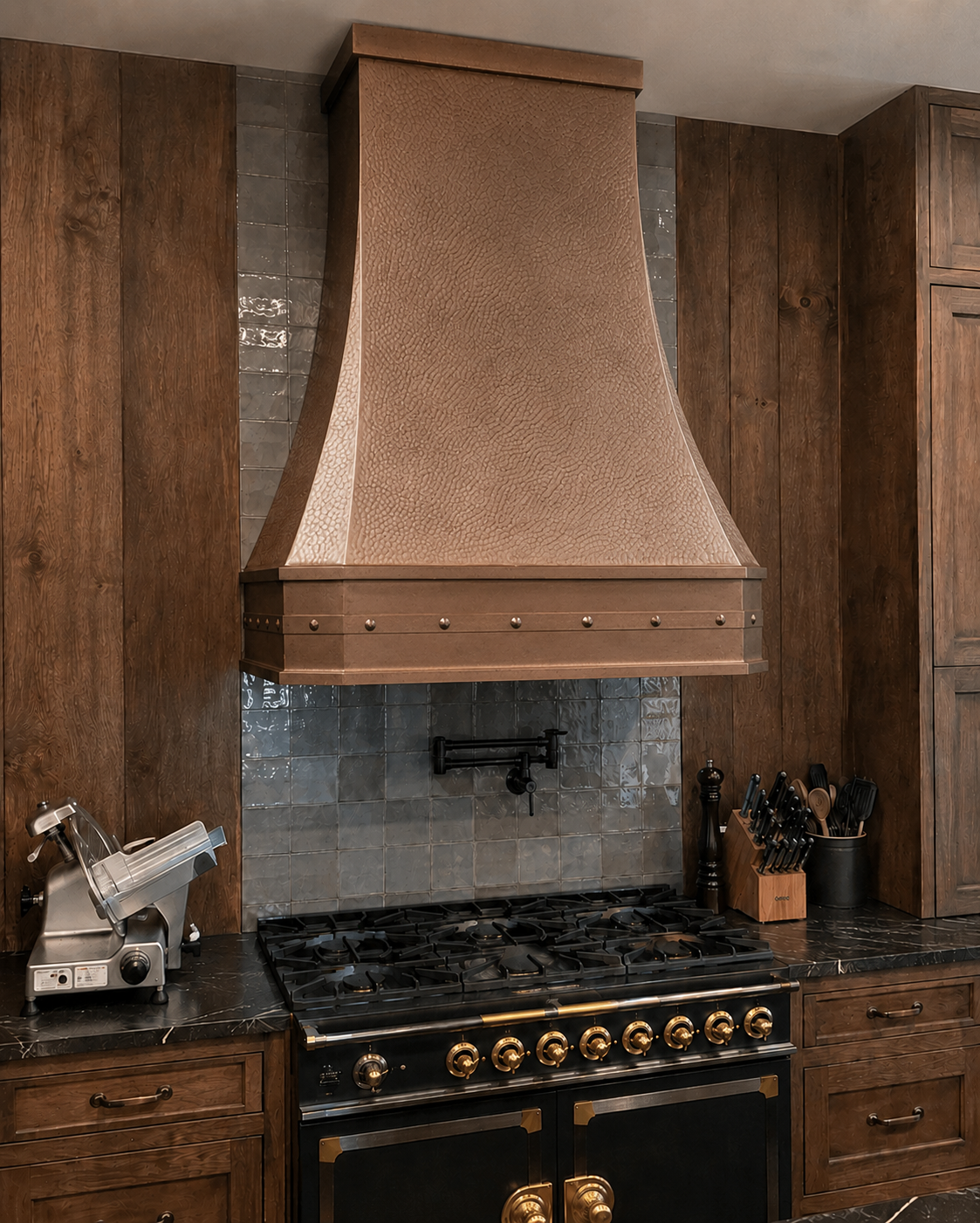 Fobest Custom Vintage Copper Range Hood with Beehive Hammered Texture Handcrafted Retro Kitchen Hood FCP-372
