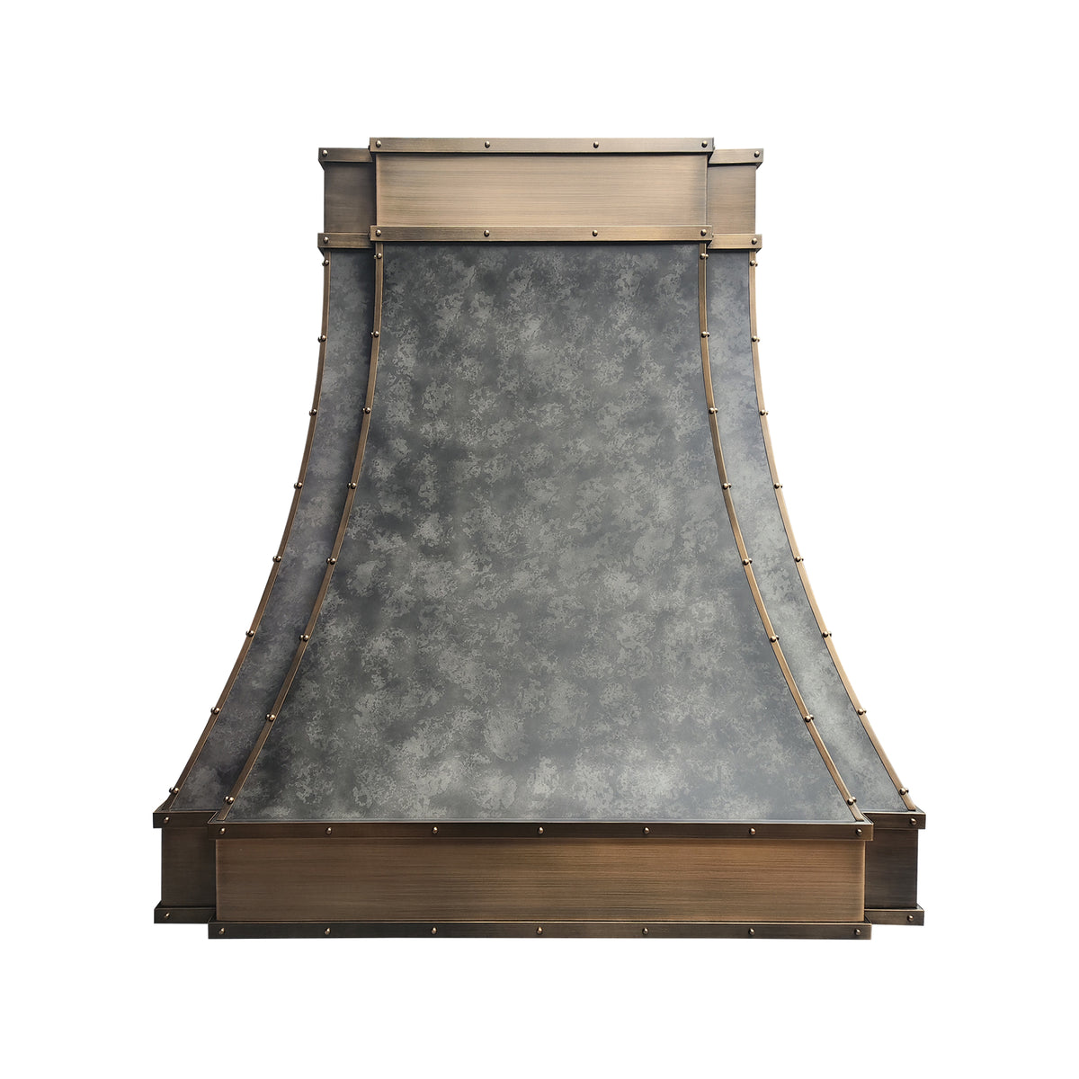 Fobest Custom Weathered Stainless Steel Range Hood with Brass Decor FSS-624