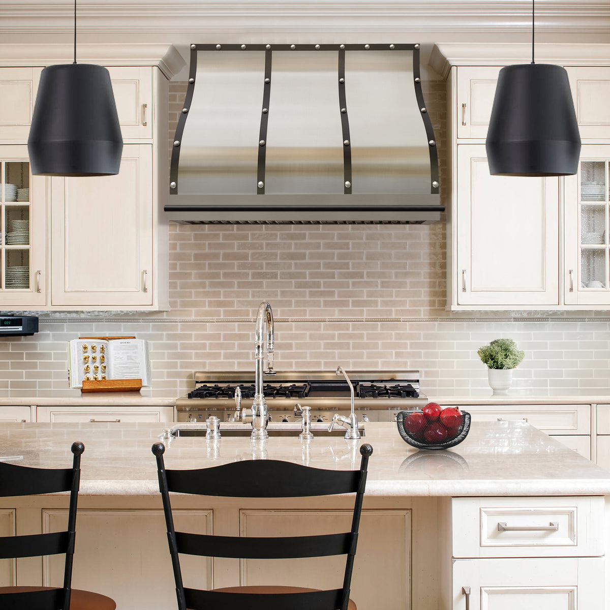 Fobest Georgia Stainless Steel Custom Range Hood with Black Accents FSS-515