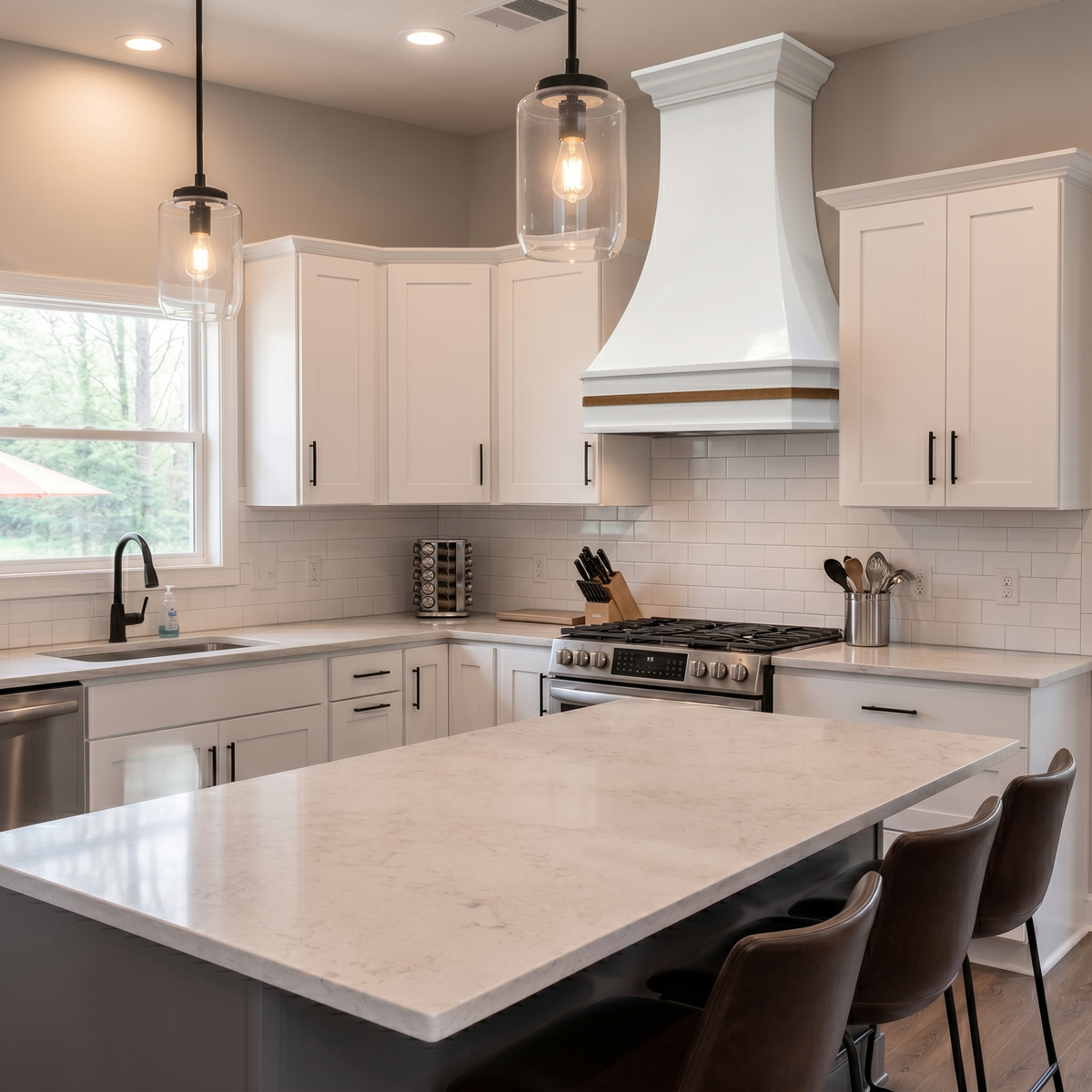 Fobest Glossy White Stainless Steel Custom Range Hoods with Brass Accent FSS-535