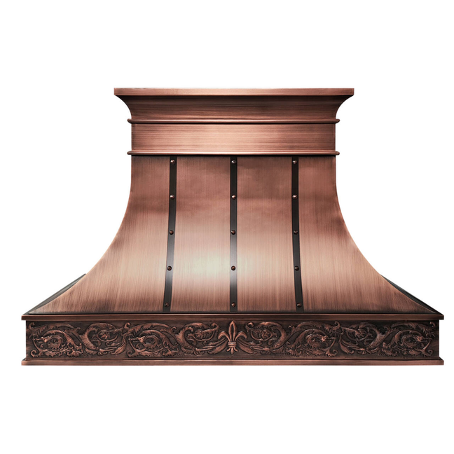 Fobest Handcrafted Custom Island Range Hood in Antique Finish FCP-336