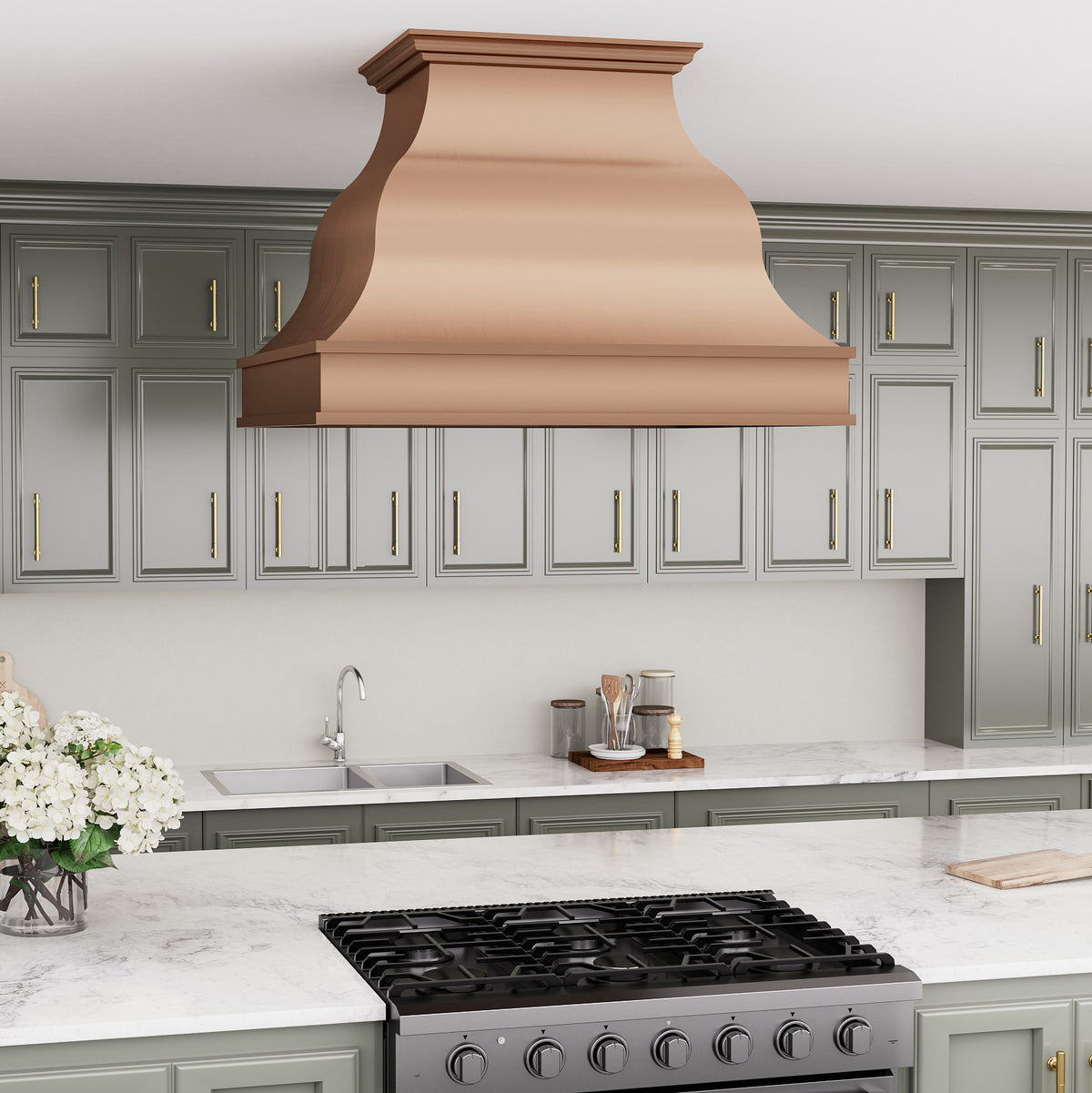 Fobest Instock Island Copper Range Hood FCP-243 (36"W x 27"D x 27"H)