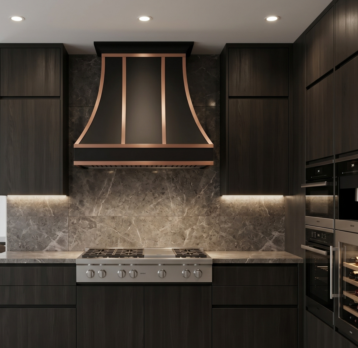 Fobest Kitchen Vent Hood with Antique Copper Band FSS-354