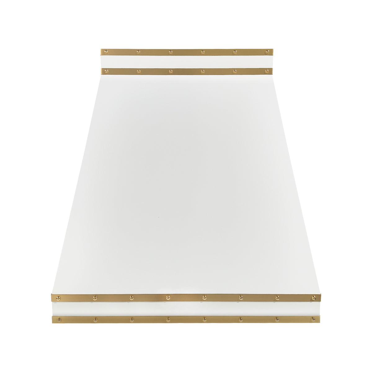Fobest Matte White Stainless Steel Range Hood with Brass Straps and Rivets FSS-729