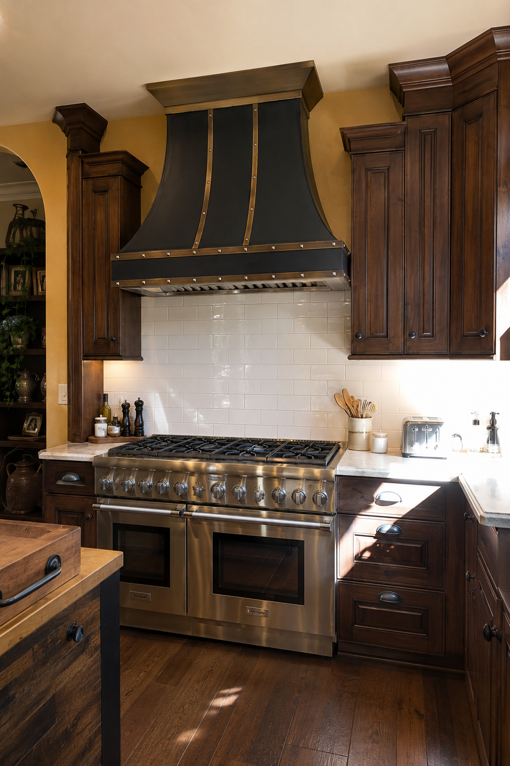 Fobest Stainless Range Hood with Aged Brass Band FSS-352