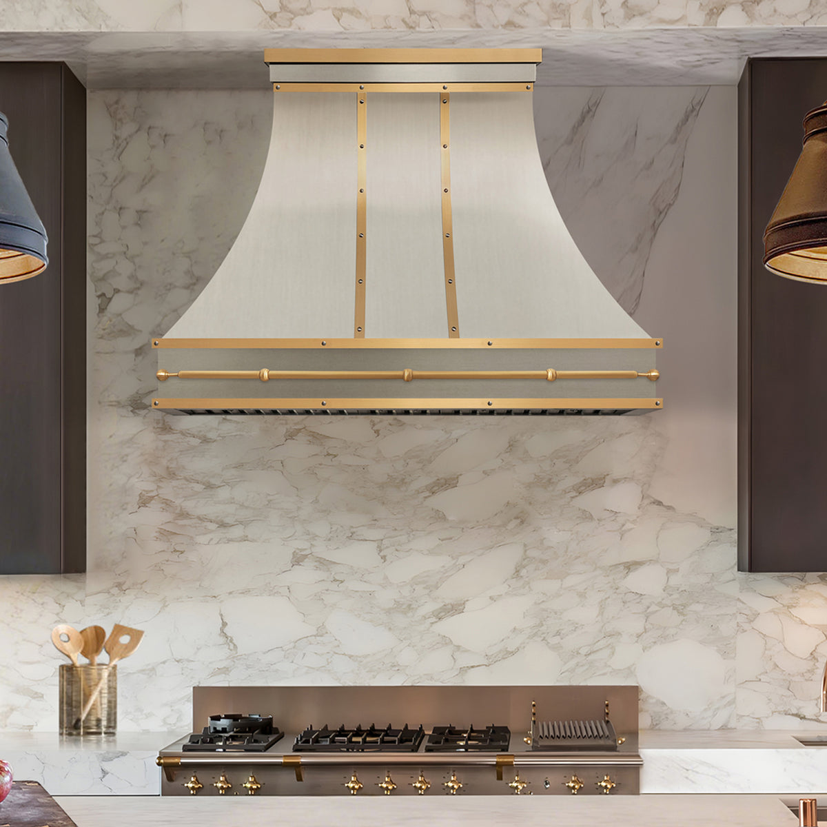 Fobest Stainless Steel Custom Range Hoods with Brass Accent FSS-536