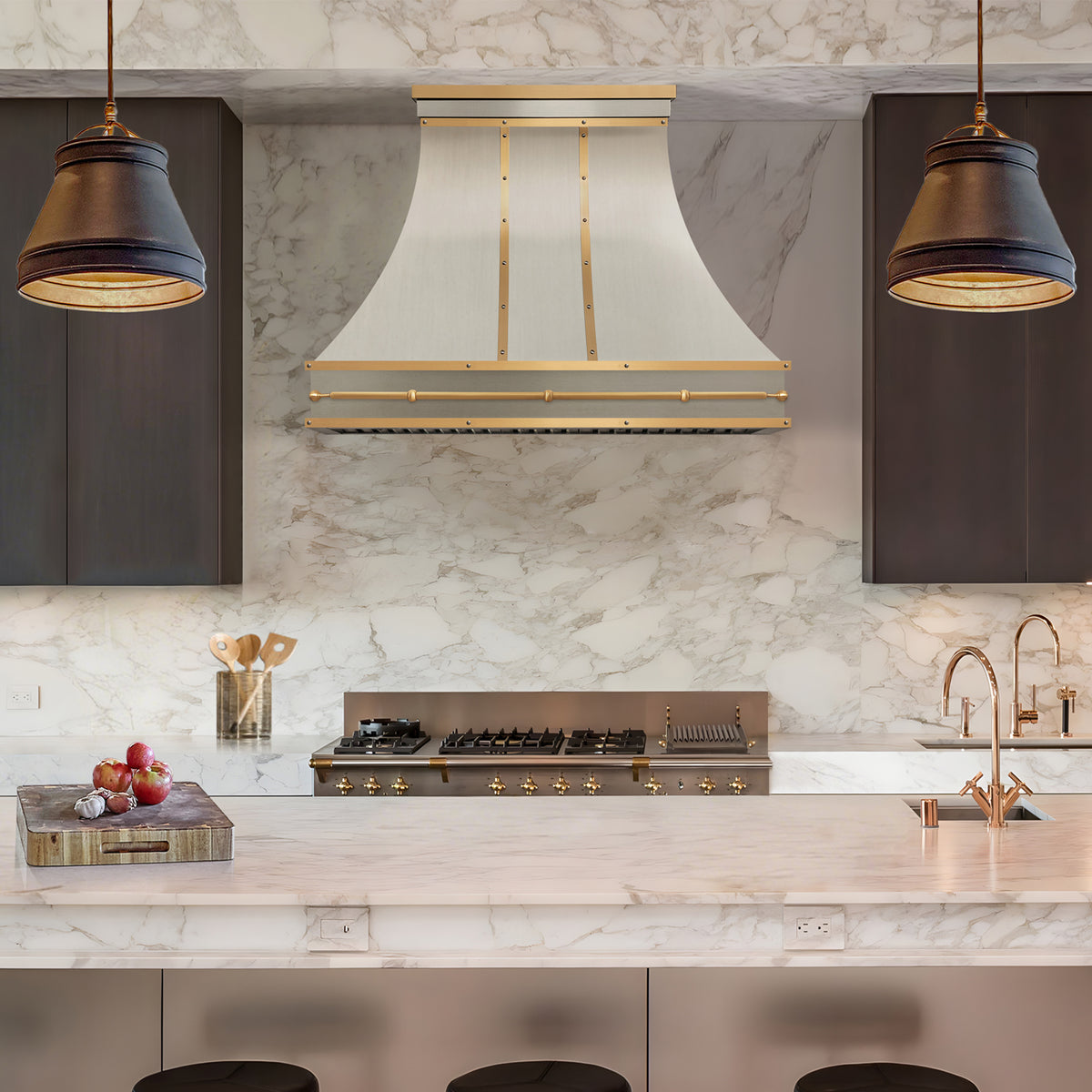Fobest Stainless Steel Custom Range Hoods with Brass Accent FSS-536