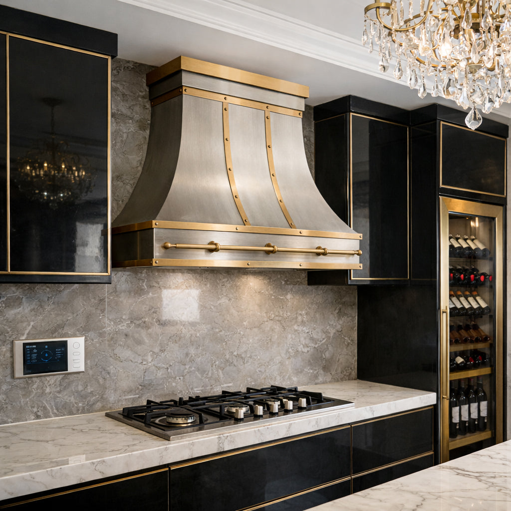 Fobest Stainless Steel Custom Range Hoods with Brass Accent FSS-536