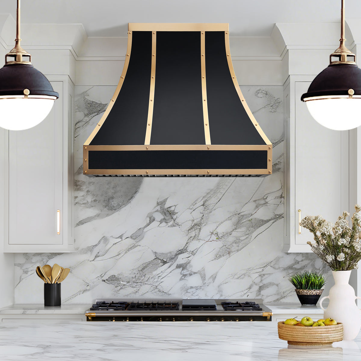 Fobest Stainless Steel Custom Range Hood with Brass Trims FSS-78