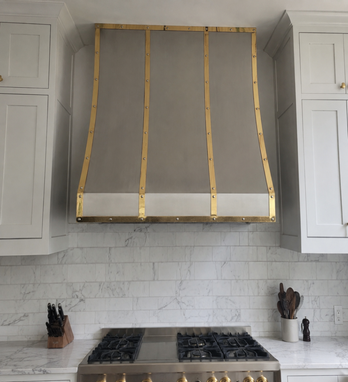 Fobest Stainless Steel Range Hoods with Polished Brass Trim FSS-486