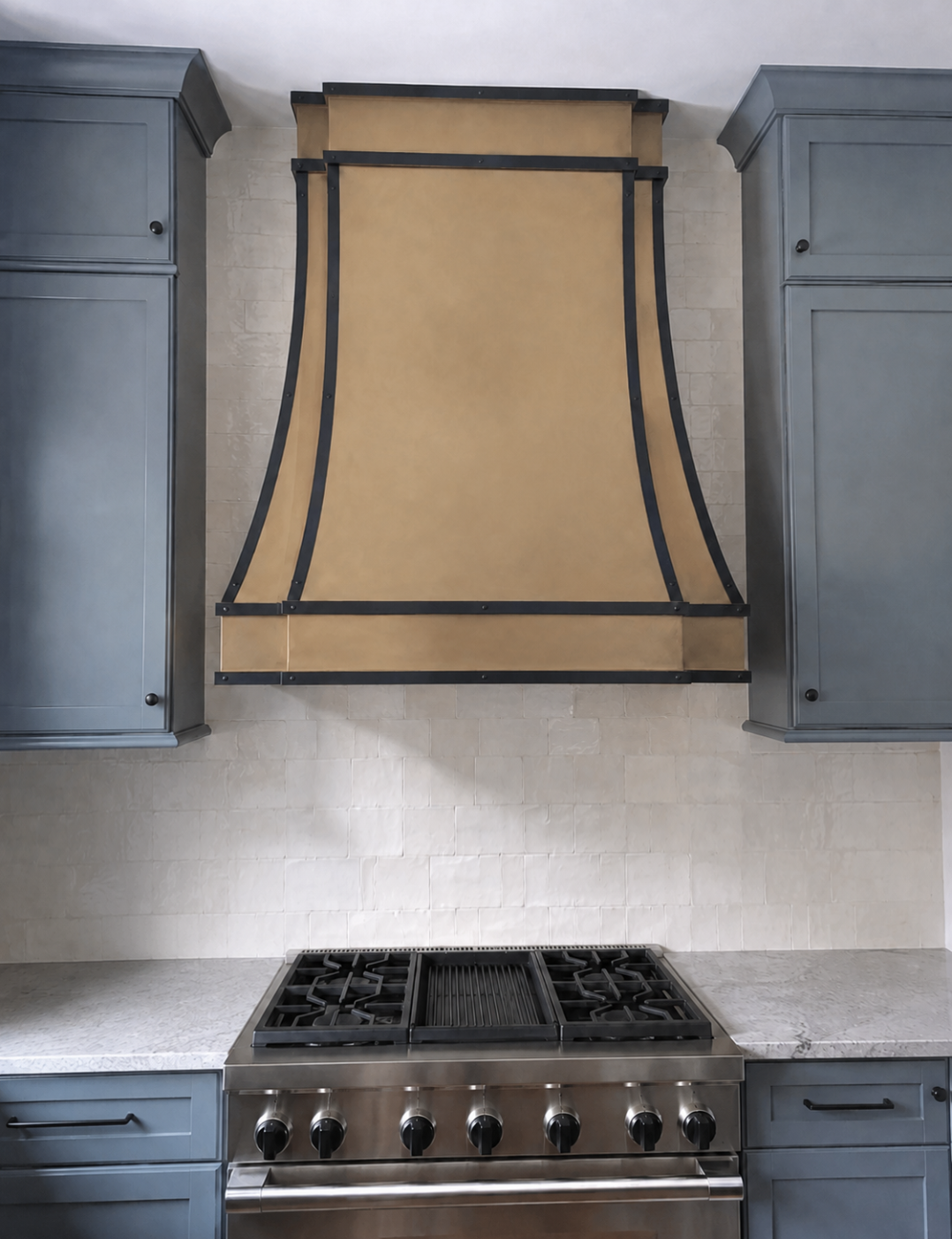 Fobest Texas Antique Brass Range Hoods with Dark Trim FSS-495