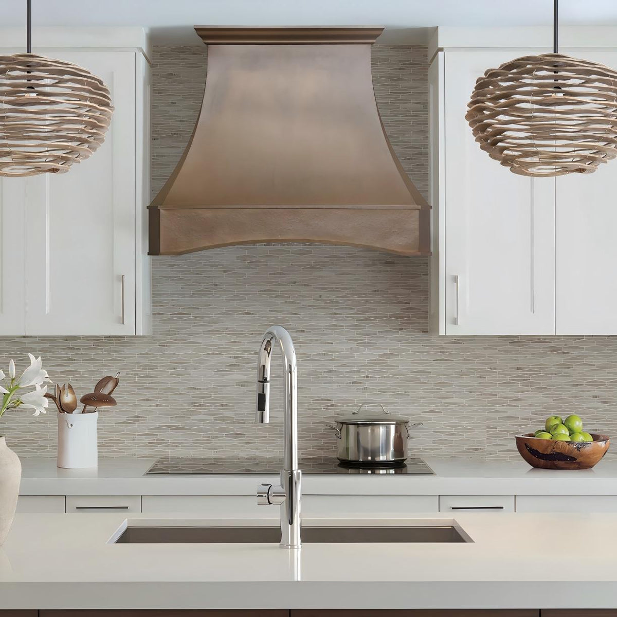 Fobest Texas Handcrafted Copper Custom Range Hood with Hammered Apron FCP-321