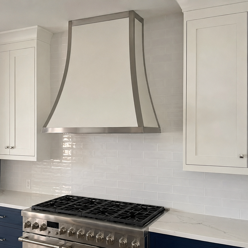 Fobest White Stainless Steel Range Hood with Steel Accent FSS-224