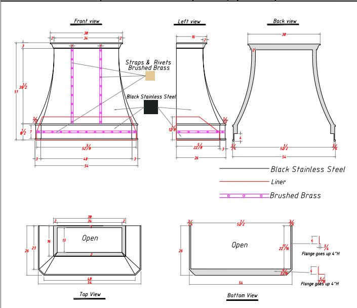 Fobest custom FSS-40 range hood - custom link for maria - Fobest Appliance