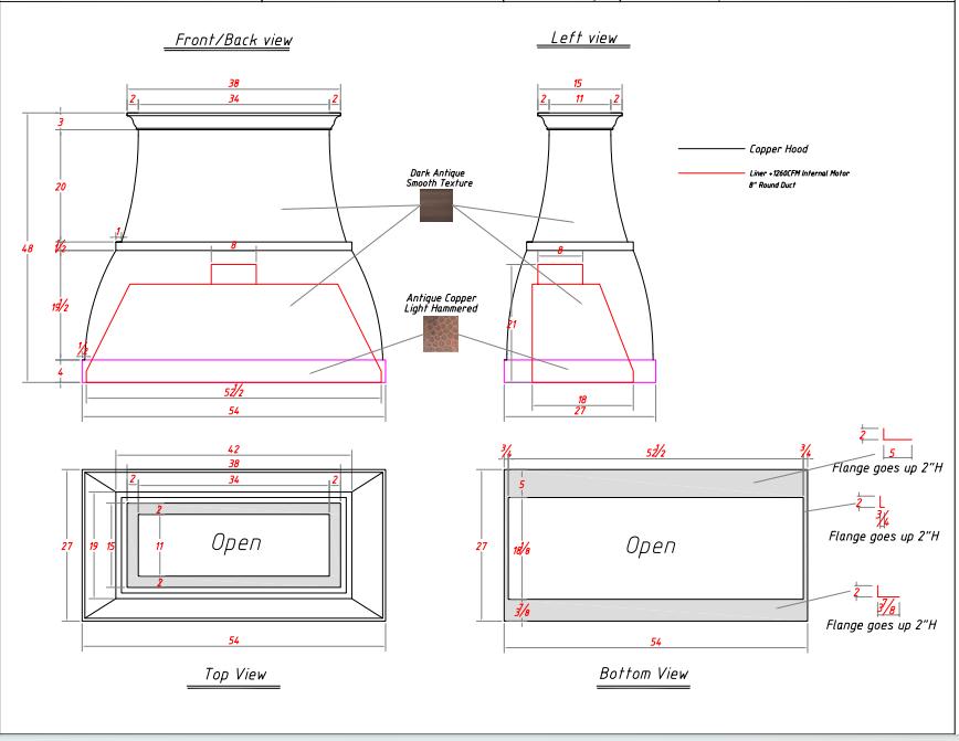 Fobest Custom Copper Range Hood - Custom Link for Jesse