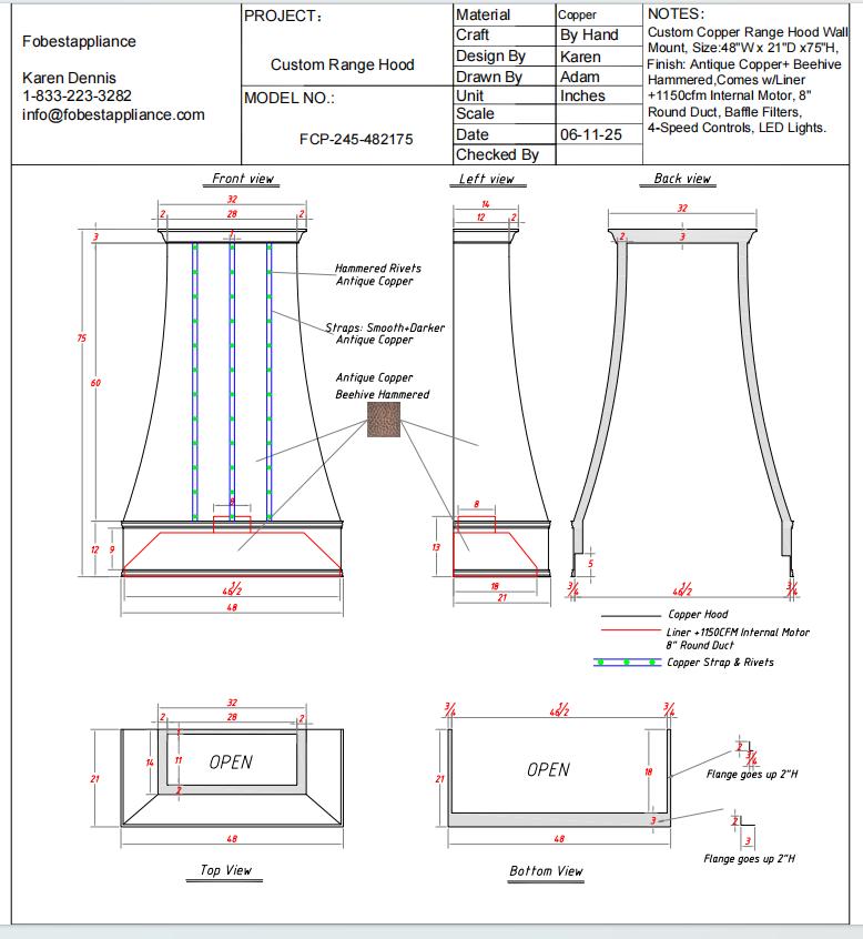 Fobest Custom Range Hood - Custom Link - FCP-245
