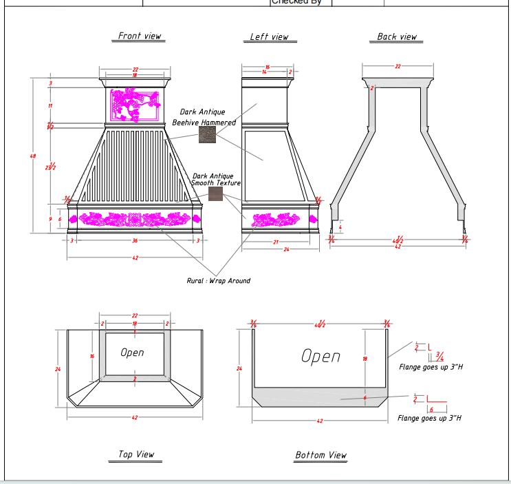 Fobest Custom Copper Range Hood -50% Deposit Custom Link for Kari Jones