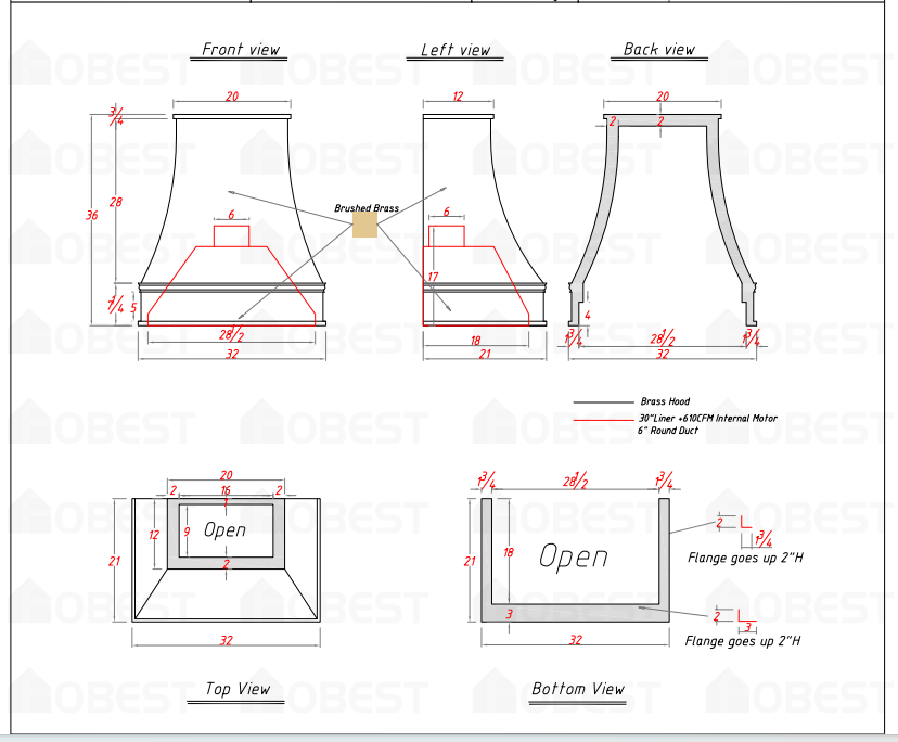 Fobest Custom Metal Range Hood FSS-426- Custom Link for Darren Thiessen