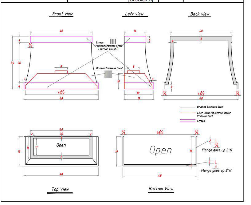 Fobest custom stainless steel range hood custom design- for Laura - -Fobest Appliance