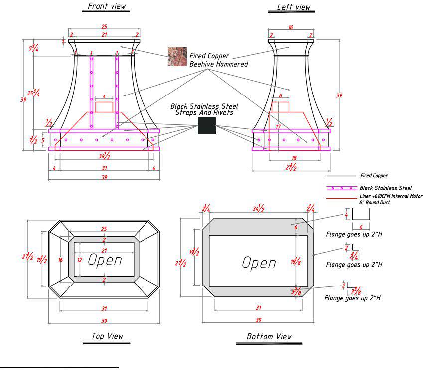 Fobest Fired Copper Range Hood- custom link for Cindy - -Fobest Appliance