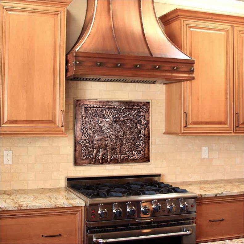 Fobest Handmade Copper Backsplash Kitchen Backsplash Wall Art Deer Design-BK7 - -Fobest Appliance