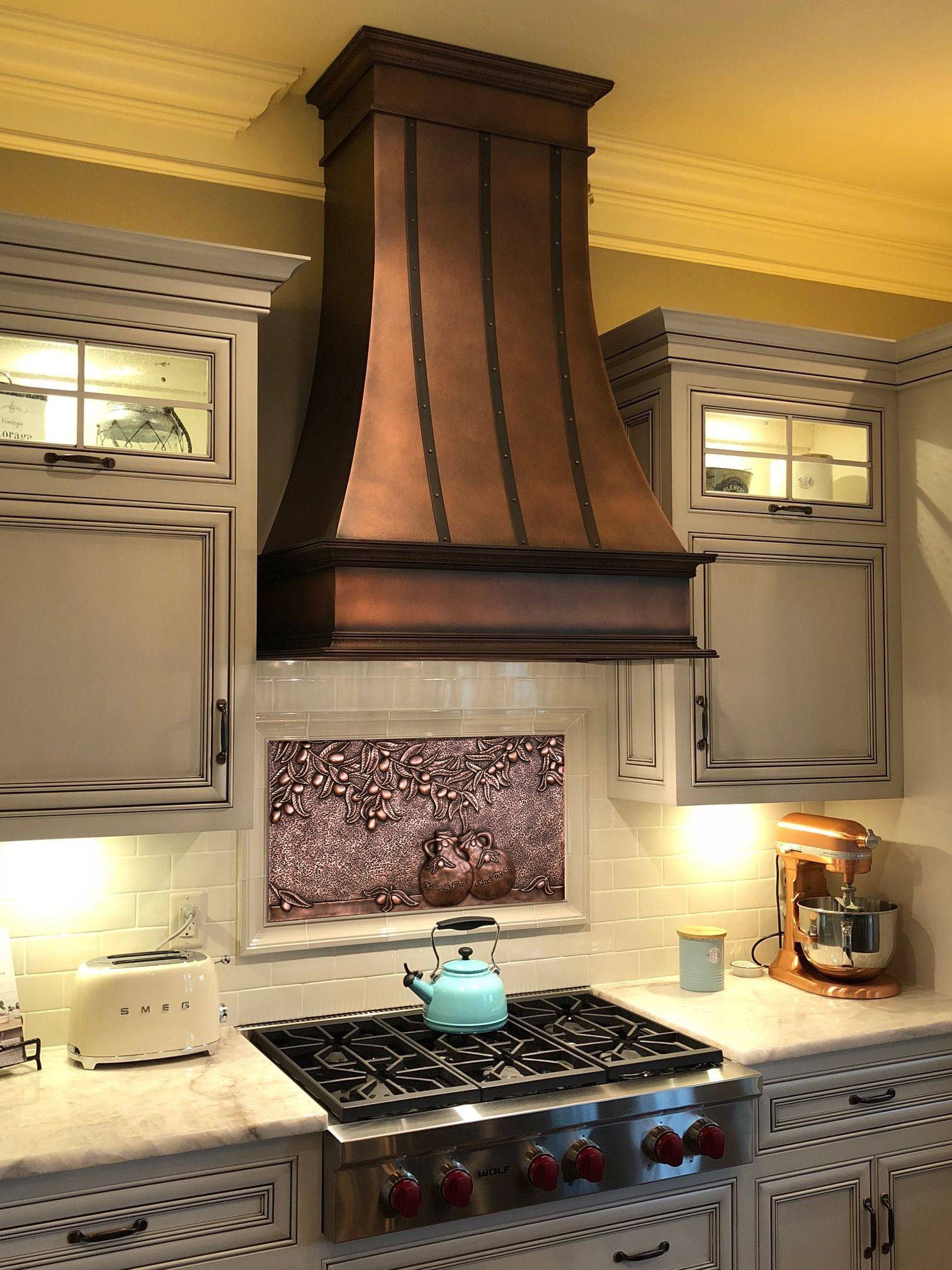 Fobest Handmade Copper Backsplash Kitchen Backsplash Wall Art Rural Design -BK4 - -Fobest Appliance