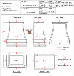 Fobest Custom Range Hood-FCP-69 Copper Range Hood  Metal Range Hood Custom Link for Sydney