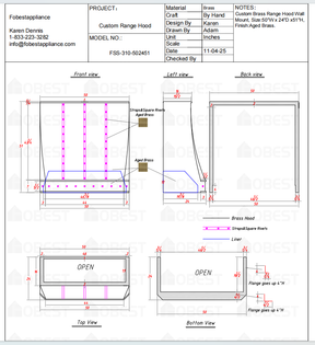 Fobest Custom Metal Range Hood FSS-310-Custom Link for Adrienne Hunt