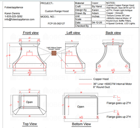 Fobest Custom Range Hood-Custom Link for Edie