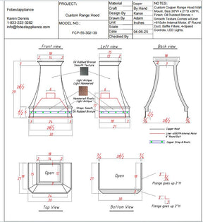 Fobest Custom Copper Range Hood