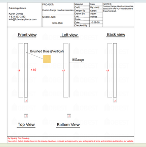 Fobest Custom Range Hood-Fobest FSS-336 Custom Brass Metal Range Hood and Kitchen Appliance Custom Link for GiNo