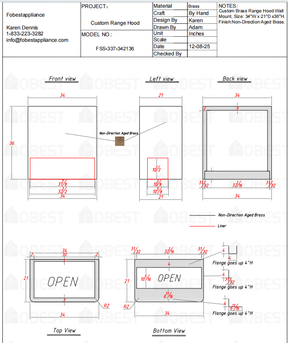 Fobest Custom Metal Range Hood FSS-337 Custom Link for Nila Zameni 