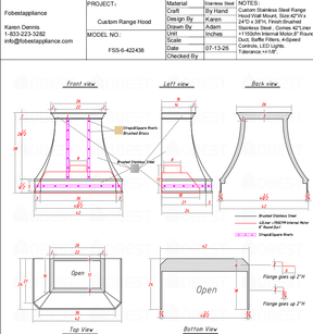Fobest Custom Range Hood-FSS-6 Stainless Steel Metal Range Hood Custom Link for Erin