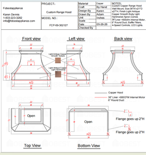 Fobest Custom Range Hood-Custom Link for Sabrina