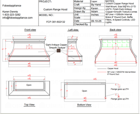 Fobest Custom Range Hood-FCP-381 Copper Metal Range Hood Custom Link for J.R